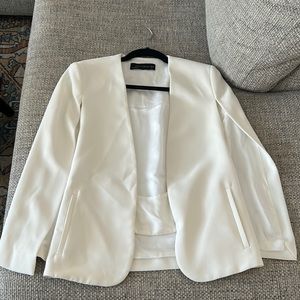 Zara white cape blazer